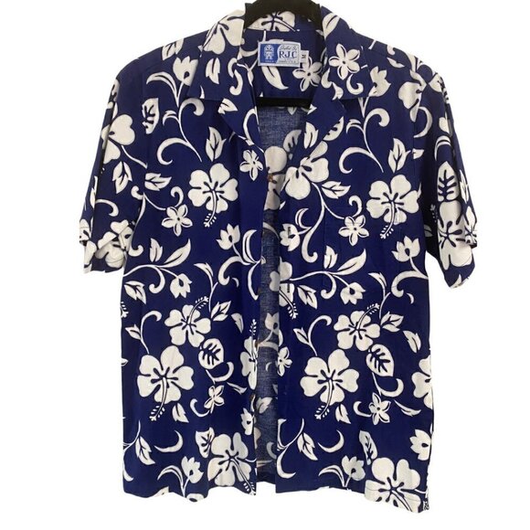 VINTAGE Hawaiian Shirt By RJC Mens X Floral Button Down Shirt - Size M - Picture 1 of 4